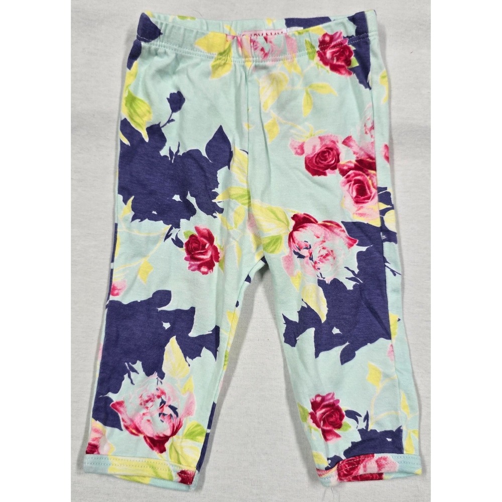 Baby Nay Infant Girl 6M Floral Peplum Wrap Top and Leggings Set Mint Pink Navy - Picture 8 of 10